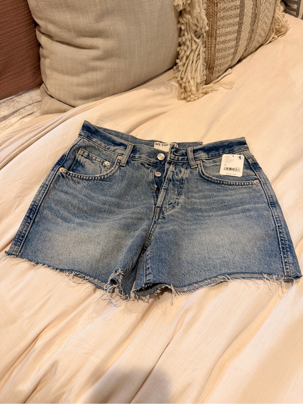 We The Free Faded Light Blue Denim Cutoff Shorts